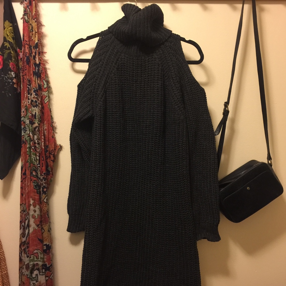 John + Jenn Cold-Shoulder Thick Knit Sweater Dress